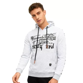   Trendy férfi pulóver  bold első print. Hooded pulóver  kangaroo zseb. Pulóver 19138 szürke Méret: 3XL