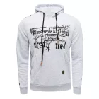 Trendy férfi pulóver  bold első print. Hooded pulóver  kangaroo zseb. Pulóver 19138 szürke Méret: S