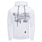 Trendy férfi pulóver  bold első print. Hooded pulóver  kangaroo zseb. Pulóver 19138 fehér Méret: 3XL