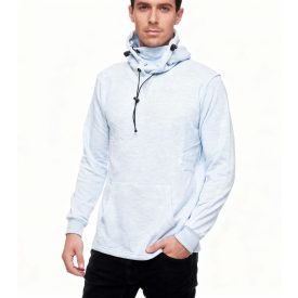   trendi férfi hooded Pulóver  integrated face álarc, pulóver pulóver 19139, kék melange Méret: M