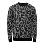 egyedi férfi pulóver  Lánc-minta design, kerek nyakú Pulóver 19141 fekete Méret: XL