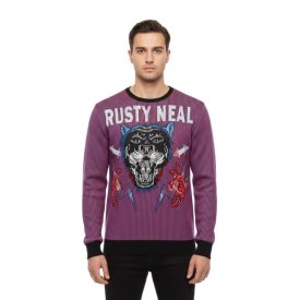   Trendy férfi kerek nyakú Pulóver  nagyméretű tiger print és csíkos design. Pulóver/pulóver 19143 piros Méret: S