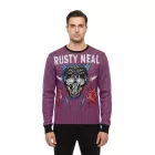 Trendy férfi kerek nyakú Pulóver  nagyméretű tiger print és csíkos design. Pulóver/pulóver 19143 piros Méret: XL