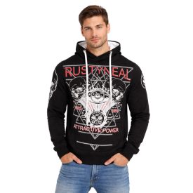   Cool férfi pulóver, hooded pulóver  rock print, Pulóver/pulóver 19148, fekete Méret: S