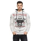 Cool férfi pulóver, hooded pulóver  rock print, Pulóver/pulóver 19148 szürke Méret: L