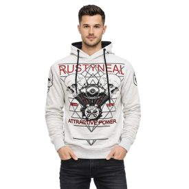   Cool férfi pulóver, hooded pulóver  rock print, Pulóver/pulóver 19148 szürke Méret: M