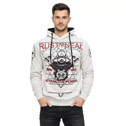 Cool férfi pulóver, hooded pulóver  rock print, Pulóver/pulóver 19148 szürke Méret: S
