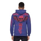 stílusos hooded Pulóver  trendy print for férfi, pulóver Pulóver 19149, navy kék Méret: L