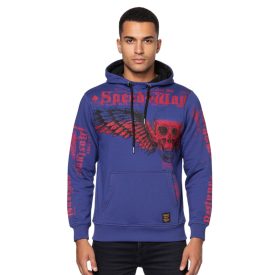   stílusos hooded Pulóver  trendy print for férfi, pulóver Pulóver 19149, navy kék Méret: M