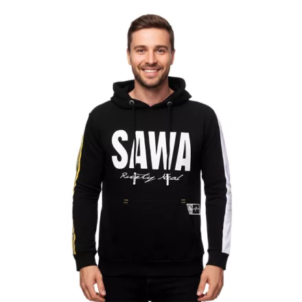férfi sporty kapucnis pulóver  nagyméretű print és lettering elülső oldalán. pulóver pulóver 19154 fekete Méret: M