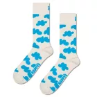 1 Pair of Happy Zokni Cloudy női Zokni  All-Over Cloud Print, pamut Zokni, Everyday Zokni P002588 ekrü-fehér/kék Méret: 36_40