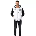 Férfi alkalmi, főiskolai stílusú kapucnis pulóver 6876-1 Model 1 Fehér/Fekete Méret:XL