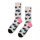 1 Pair of Happy Zokni Race Car női Organic pamut Zokni  All-Over Race Car Print, Everyday Zokni P002591 szürke/színes Méret: 36_40