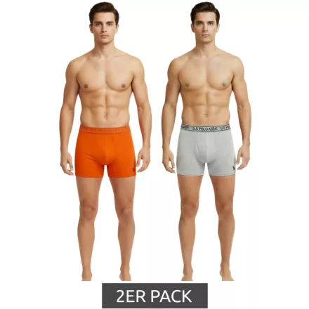 2 db U.S. POLO ASSN. Prémium Férfi Boxer alsó, Fenntartható Fehérnemű, 180 g/m², 134 68262 53696 501, Narancs/Szürke Melírozott Méret:XL