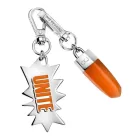 Urban Calvin Klein Downtown medál szett - nemesacél Pendants  kontrasztos  és UNITE Logo - táska kiegészítő - 7 x 1.3 cm - KJJCSA090100 - ezüst/narancssárga Méret: N