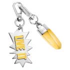 stílusos Calvin Klein Downtown medál szett: nemesacél Pendants  kontrasztos  és "LIVE IT" Lettering - táska kiegészítő - 7 x 1.3 cm - KJJCJA090100 - ezüst/sárga Méret: N