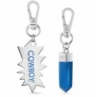 trendi Calvin Klein Downtown medál szett: nemesacél Pendants  kontrasztos  és COWBOY Logo - táska kiegészítő - 7 x 1.3 cm - KJJCLA090300 - ezüst/kék Méret: N