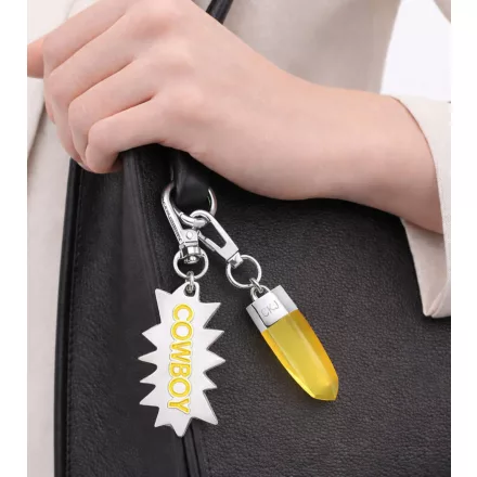 Cool Calvin Klein Downtown medál szett - nemesacél Pendants  kontrasztos  és COWBOY Logo - táska kiegészítő - 7 x 1.3 cm - KJJCJA090200 - ezüst/sárga Méret: N