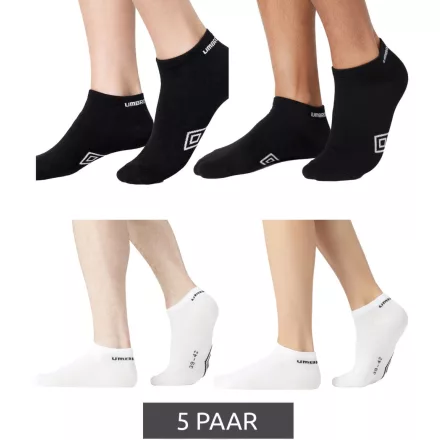 5 pár Umbro férfi és női Sport Zokni, edzőcipő Zokni, Oeko-Tex Standard 100 Certified, in fekete vagy fehér Méret: 43_46