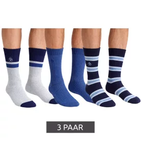   3 pár SCOTCH & SODA férfi Crew Zokni Amsterdam pamut BLEND Everyday Zokni egy méret / 41-46 Business Zokni SS601099-037 szürke/Navy, kék Melange, kék csíkos Méret: N