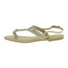Summer női tanga szandál in a szőtt Look, Summer Cipő, papucs 909051 arany/bézs Méret: 42