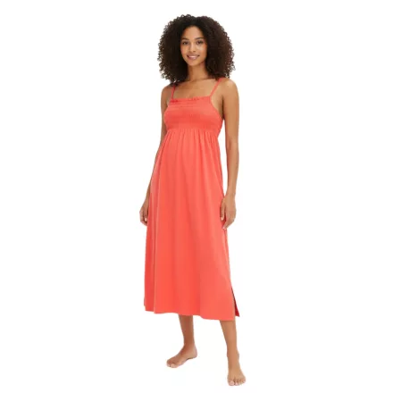 Cozy női nightdress  smocked részletek, pajama hálóing, pamut ruha 912155 piros Méret: 52_54