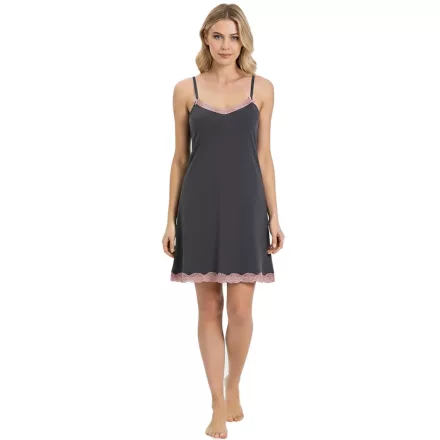 dekoratív női hálóing/pajama  delicate fűző és bows, pamut nightdress 927280 szürke/rózsaszín Méret: 52_54