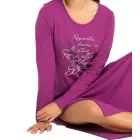 hosszú női nightdress pajama  slit hálóing  statement print pamut ruha 933148 Violet Méret: 36_38