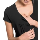 Practical női szoptatós hálóing/pelenkázó Nightdress/pelenkázó Nightwear in pamut 943160 fekete Méret: 48_50
