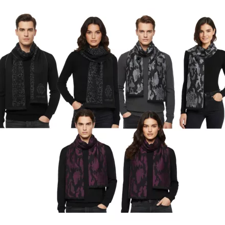 elegáns Roberto Cavalli sál for férfi és női, made of pure gyapjú, elérhető in fekete/szürke, fekete/piros, vagy szürke/fekete Méret: N