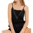 elegáns női 2-darab pamut pajama szett  szatén trim, consisting of a Top és bottom, 936951 fekete Méret: 40_42