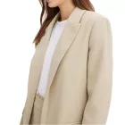 klasszikus linen-look blézer nőknek  csíkos bélés, loose fit, 965058 bézs Méret: 48