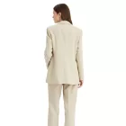 klasszikus linen-look blézer nőknek  csíkos bélés, loose fit, 965058 bézs Méret: 48