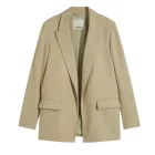 klasszikus linen-look blézer nőknek  csíkos bélés, loose fit, 965058 bézs Méret: 52