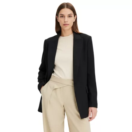 klasszikus linen-look blézer nőknek  csíkos bélés, loose fit, 968952 fekete Méret: 46