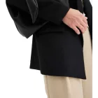 klasszikus linen-look blézer nőknek  csíkos bélés, loose fit, 968952 fekete Méret: 52