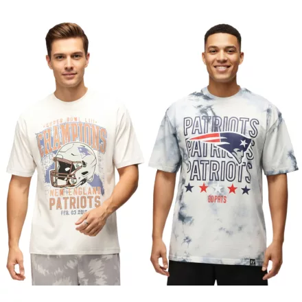 RE:fedett X NFL új England Patriots férfi póló, pamut Ing in ekrü fehér vagy Tie-Dye kék Méret: XL