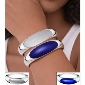   trendi Calvin Klein női karperec  ovális kő, nemesacél Karkötő, Karkötő KJ3Q in ezüst/fehér vagy ezüst/kék Méret: XS