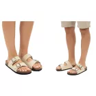 klasszikus férfi summer papucs cipő  buckles 956650 bézs Méret: 46