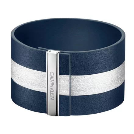 Divatos Calvin Klein női valódi bőr karkötő széles kontraszt csíkkal. Karkötő méret XS (15cm) KJ9K fekete, tengerészkék, piros vagy antracit színben. Méret:N