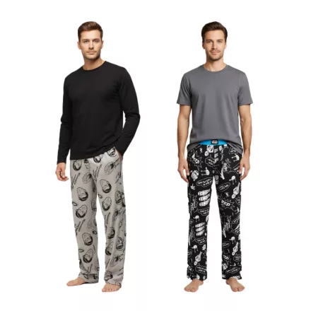 RE:fedett Lounge nadrág férfi Pajama nadrág  Star Trek vagy Star Wars Csillagok Háborúja Print, pamut, szürke vagy fekete/fehér Méret: M