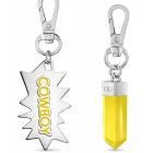 Cool Calvin Klein Downtown medál szett: nemesacél Pendants  kontrasztos  és COWBOY Logo - táska kiegészítő - 7 x 1.3 cm - sárga, piros, vagy kék Méret: N