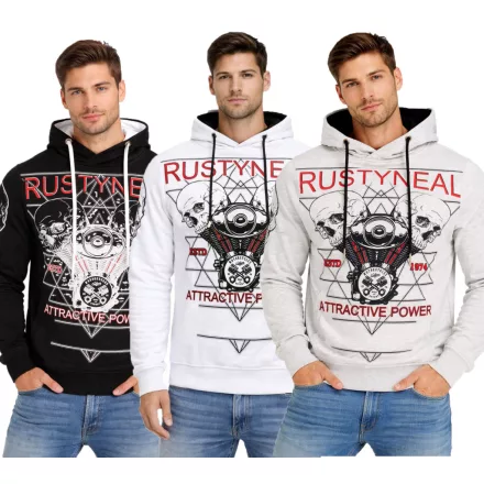 Cool férfi pulóver  Rock-stílus Print - pulóver 19148 - szürke, fehér, vagy fekete Méret: S