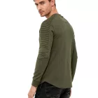 férfi Urban pulóver  Ribbed ujj, pulóver Pulóver 19056 in szürke Melange, Lime zöld, rózsaszín, világos barna, világos zöld, Khaki, Navy kék, vagy fekete Méret: L