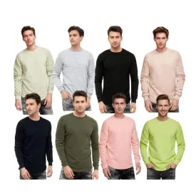   férfi Urban pulóver  Ribbed ujj, pulóver Pulóver 19056 in szürke Melange, Lime zöld, rózsaszín, világos barna, világos zöld, Khaki, Navy kék, vagy fekete Méret: S
