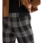lágy női Jeggings, Checkered Bootcut Nadrág  díszgomb, Skinny Fit, 926776 szürke/fekete/arany/barna Méret: 32_34
