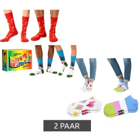   2 pár Happy Zokni Unisex férfi női Zokni in a ajándék doboz  All-Over Print, pamut Zokni, Everyday Zokni, strand fürdőruha piros/kék/színes vagy Ice krém fehér/színes Méret: 36_40