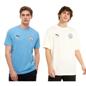   Comfortable PUMA Manchester City KidSuper Graphic póló 2025/26 férfi pamut Football Ing Relaxed Fit 701235146 kék vagy Off-fehér Méret: M