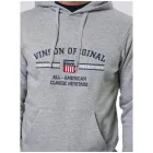 VINSON férfi pamut pulóver  Logo Print, Hooded pulóver 104634 in szürke vagy sötét kék Méret: M