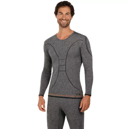 TOPTEX PRO Férfi Performance Póló HydroTherm Hosszú Ujjú, Sport Póló OEKO-TEX Standard 100, Munkapóló, Melírszürke Méret:XL